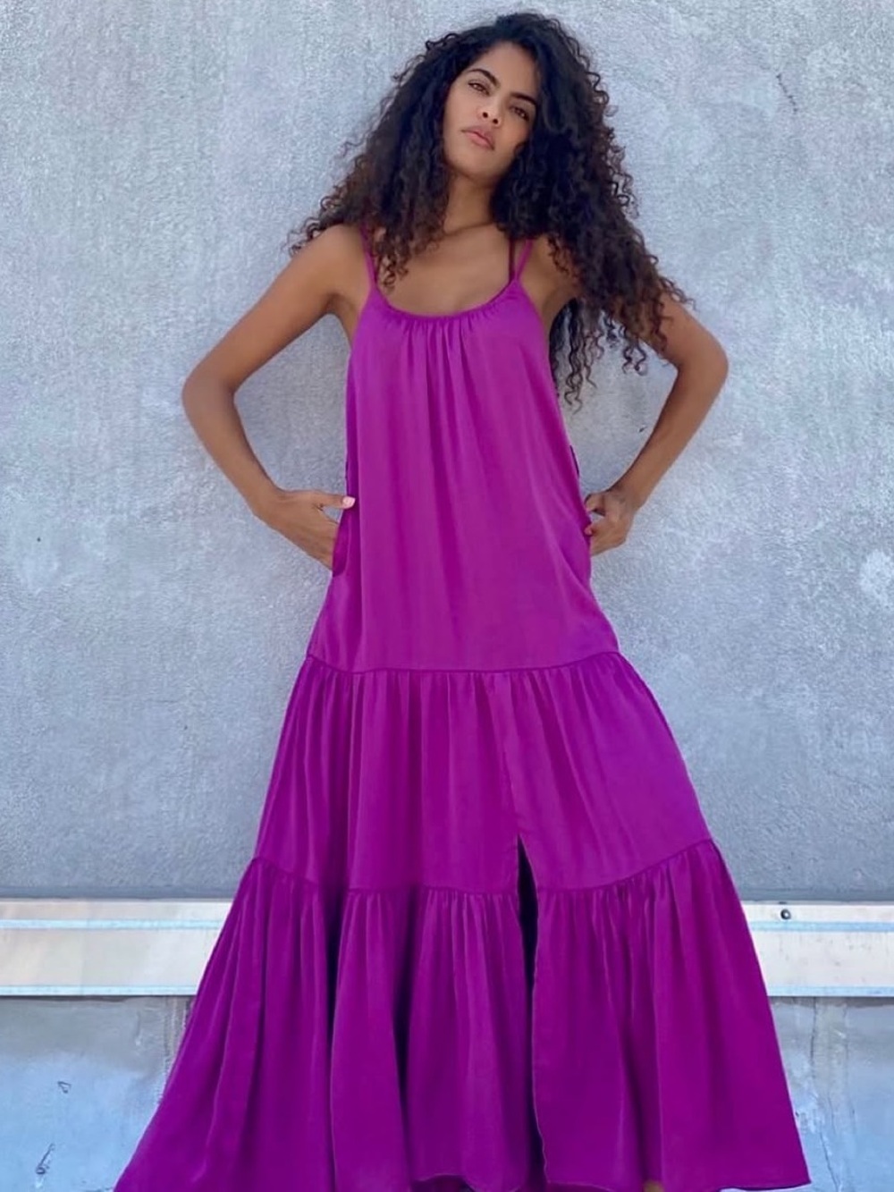 Uli Herzner Maya Maxi Tiered Maxi Dress purple